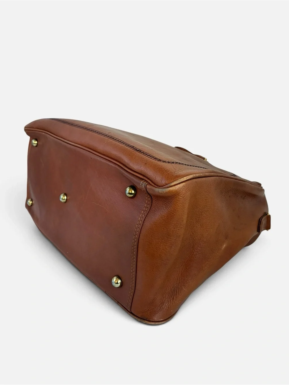 Tan Brown Leather Travel Tote